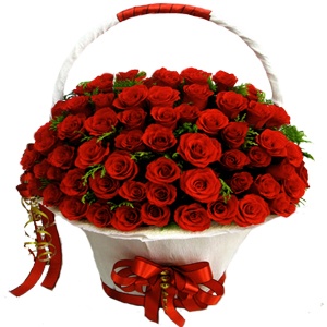 Корзина из 101 красной розы (Голландия)